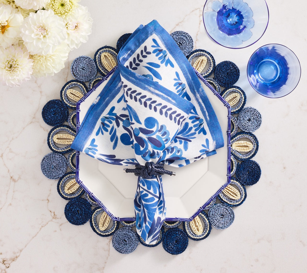 Marisol Placemat in Navy & Blue, Set of 4