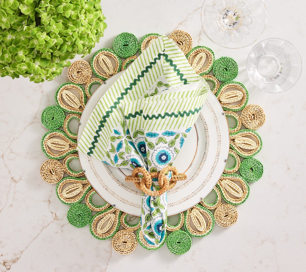 Marisol Placemat in Natural & Green, Set of 4