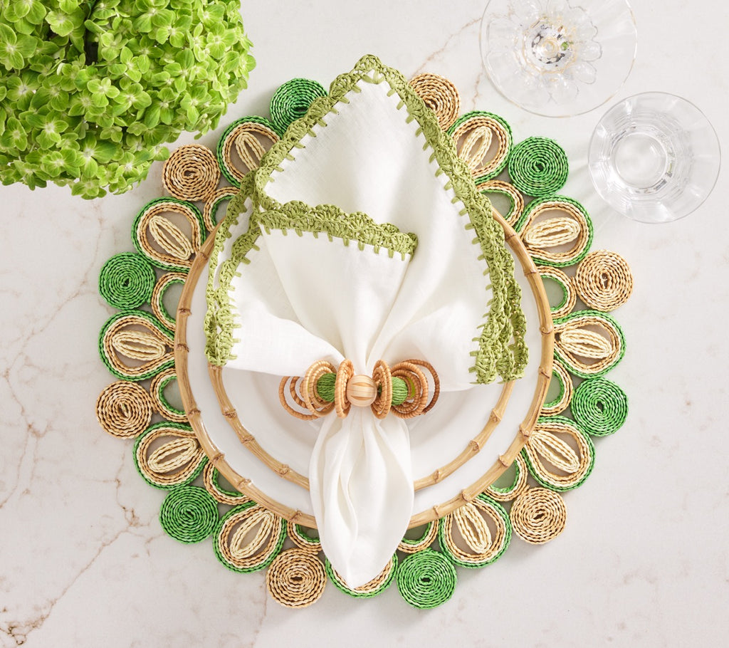 Marisol Placemat in Natural & Green, Set of 4