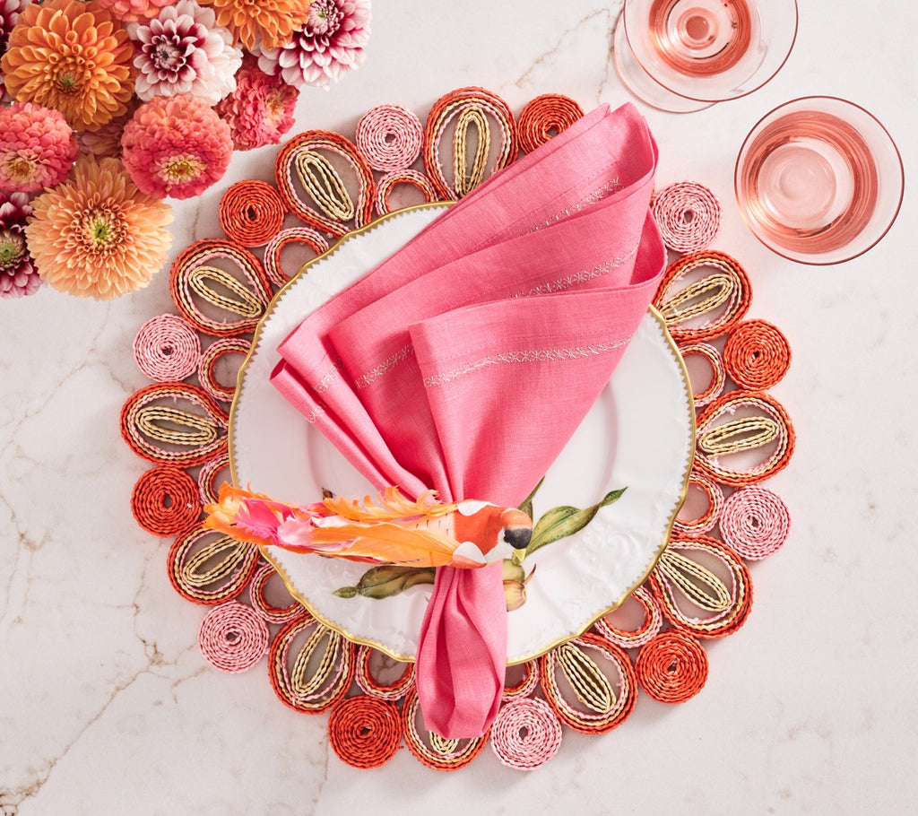 Marisol Placemat in Pink & Orange, Set of 4