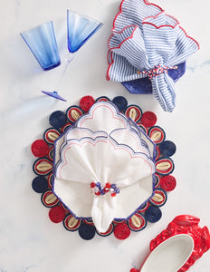 Fiesta Napkin in White, Navy & Red, Set of 4