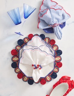 Marisol Placemat in Red, White & Blue , Set of 4