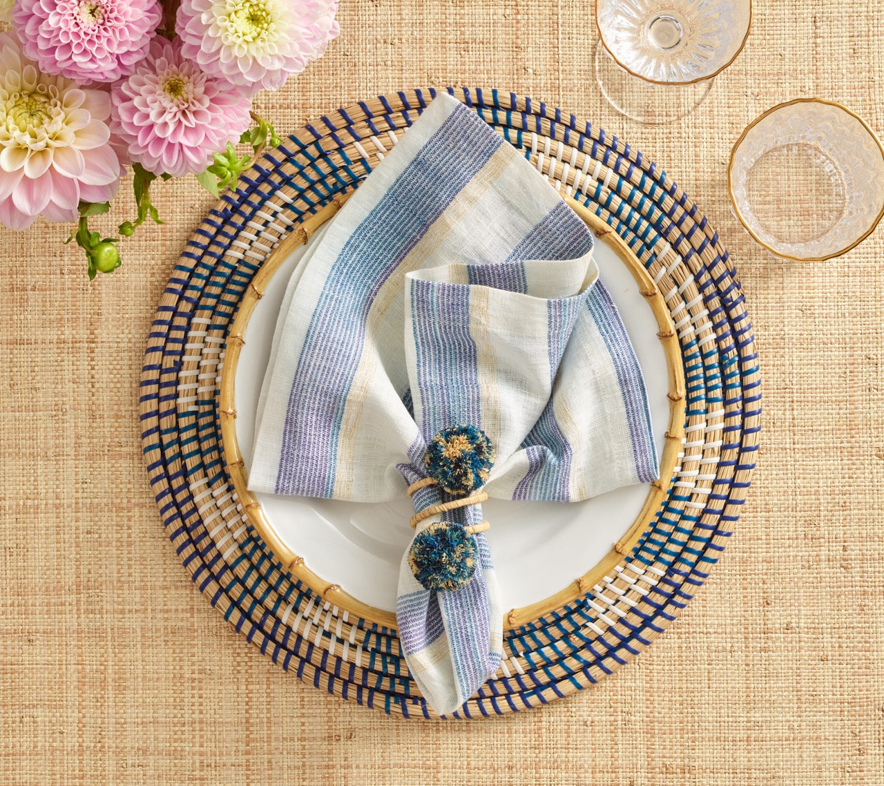 Broad Stripe Napkin in Blue & White, Set of 4