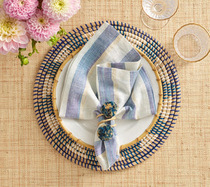 Broad Stripe Napkin in Blue & White, Set of 4