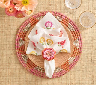 Pareo Napkin Ring in Pink & Orange, Set of 4