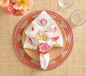 Pareo Napkin Ring in Pink & Orange, Set of 4