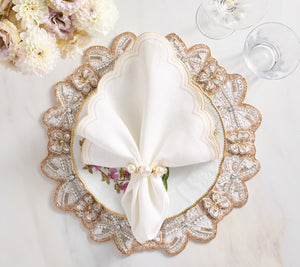 Pearl Drift Napkin Ring in Pearl & Gold, Set of 4