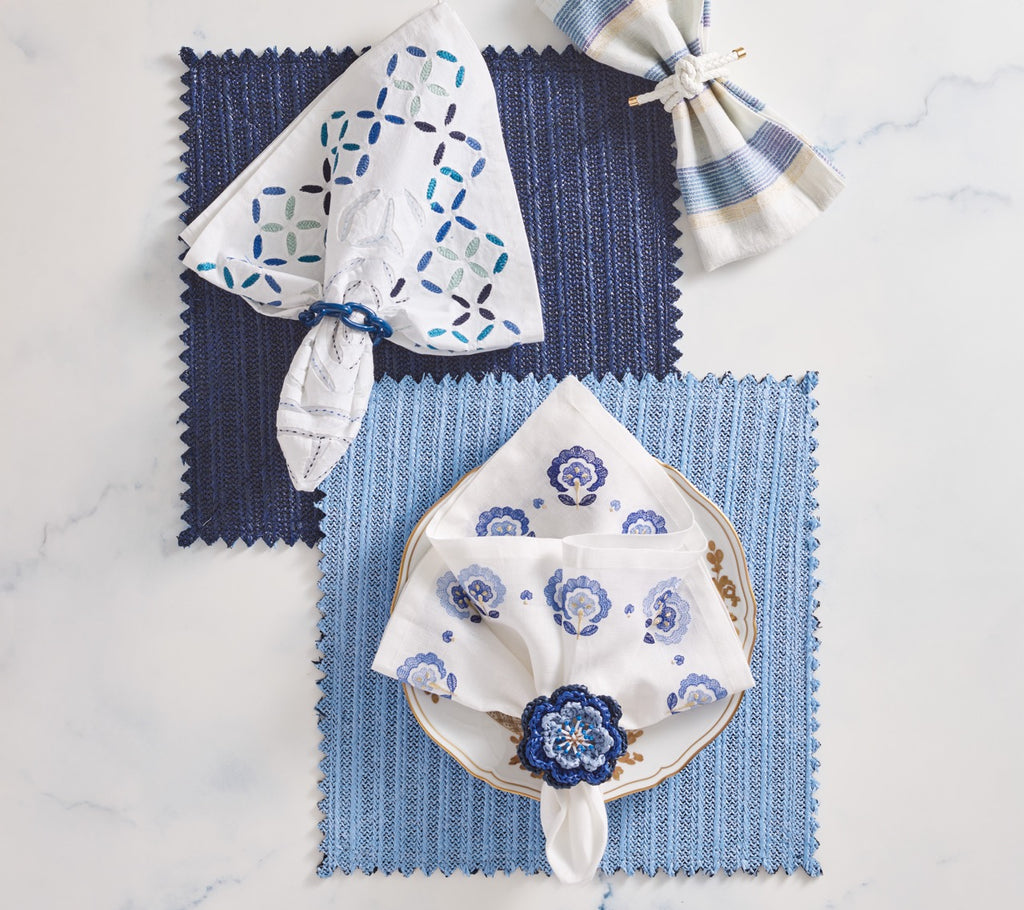 Broad Stripe Napkin in Blue & White, Set of 4