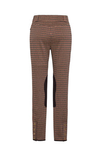 Turin Pant in Stretch Plaid Brown Navy