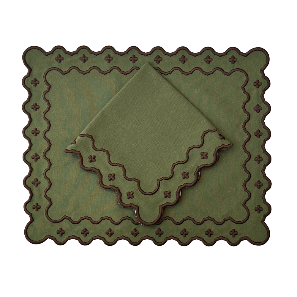 Georgina Napkin in Fern and Cocoa, Set of 4