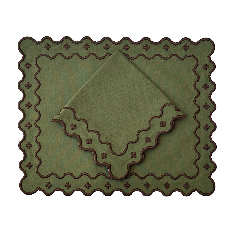 Georgina Napkin in Fern and Cocoa, Set of 4
