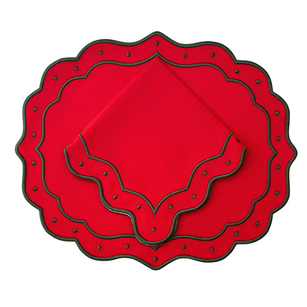 Eve Placemat in Christmas Red and Green, Set of 4