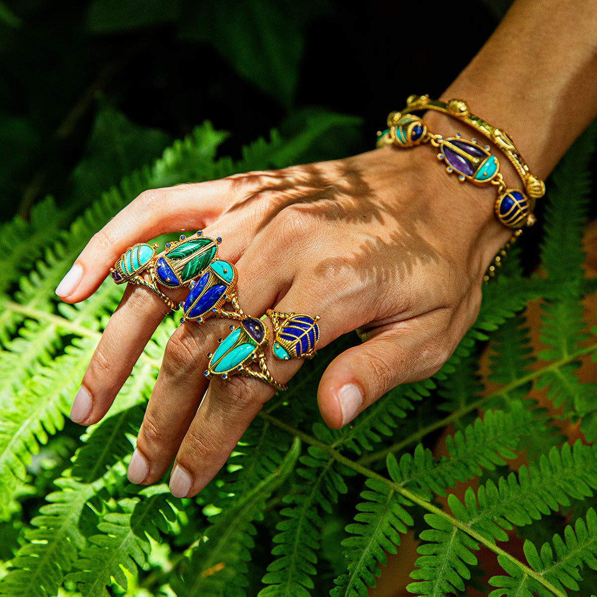 Scarab Petite Ring in Turquoise/Lapis