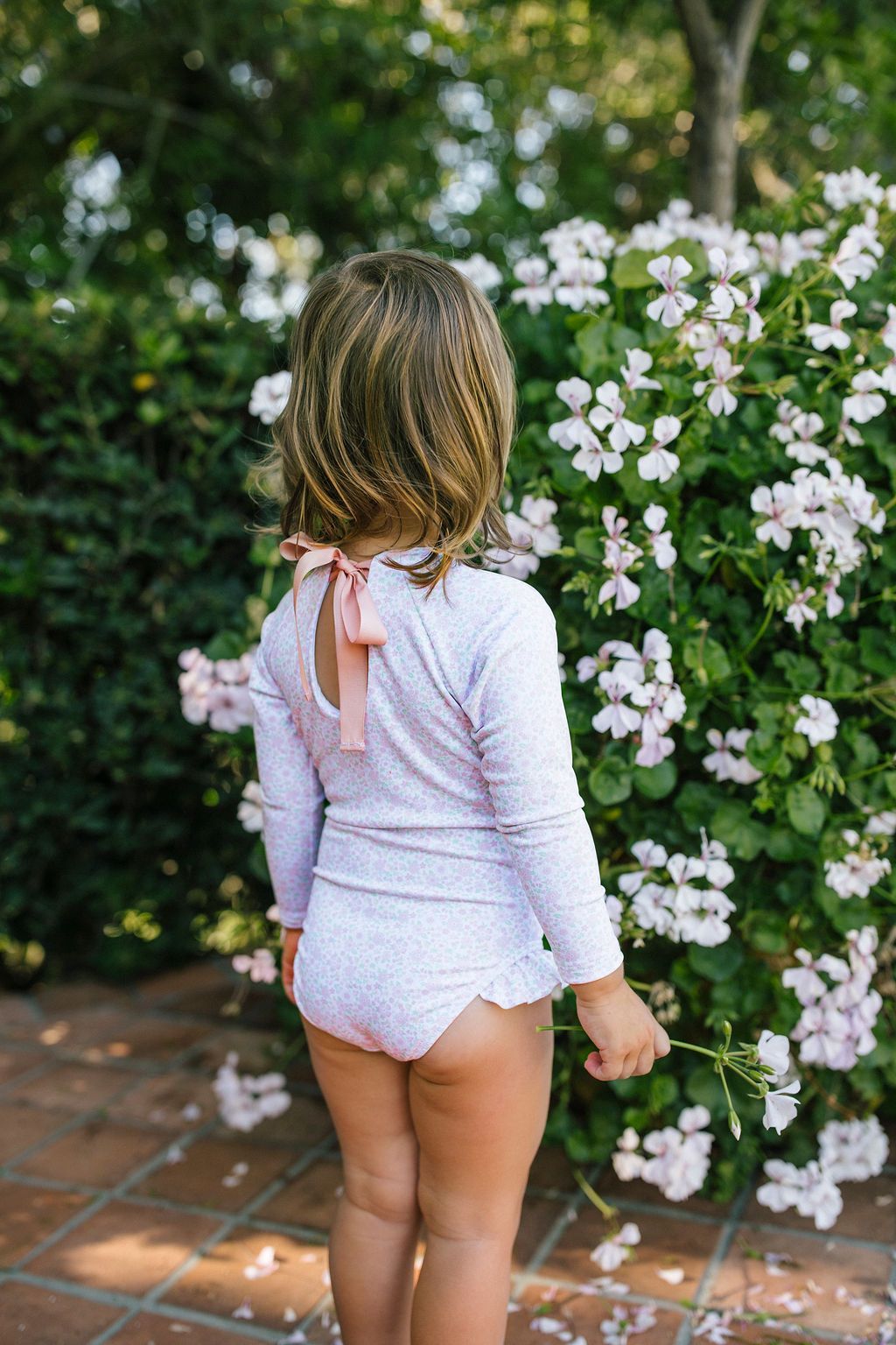 Girls Rashguard One-Piece in Antique Floral