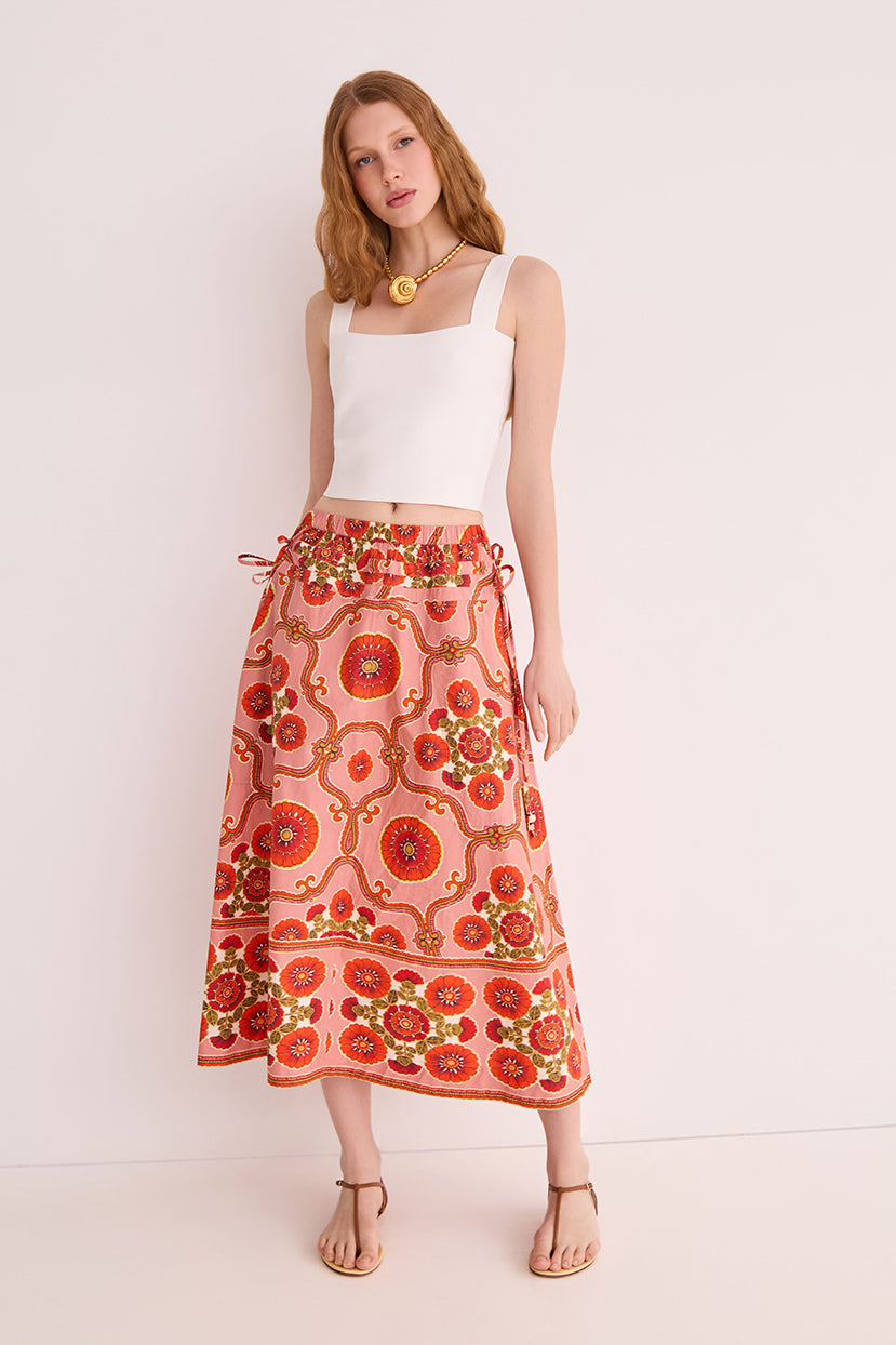 Meret Skirt in Mod Floral Brick