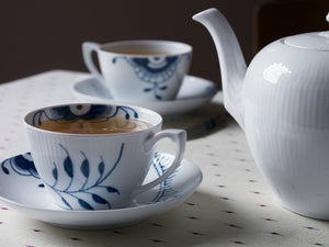 Blue Fluted Mega Tea Cup & Saucer 9.25Oz
