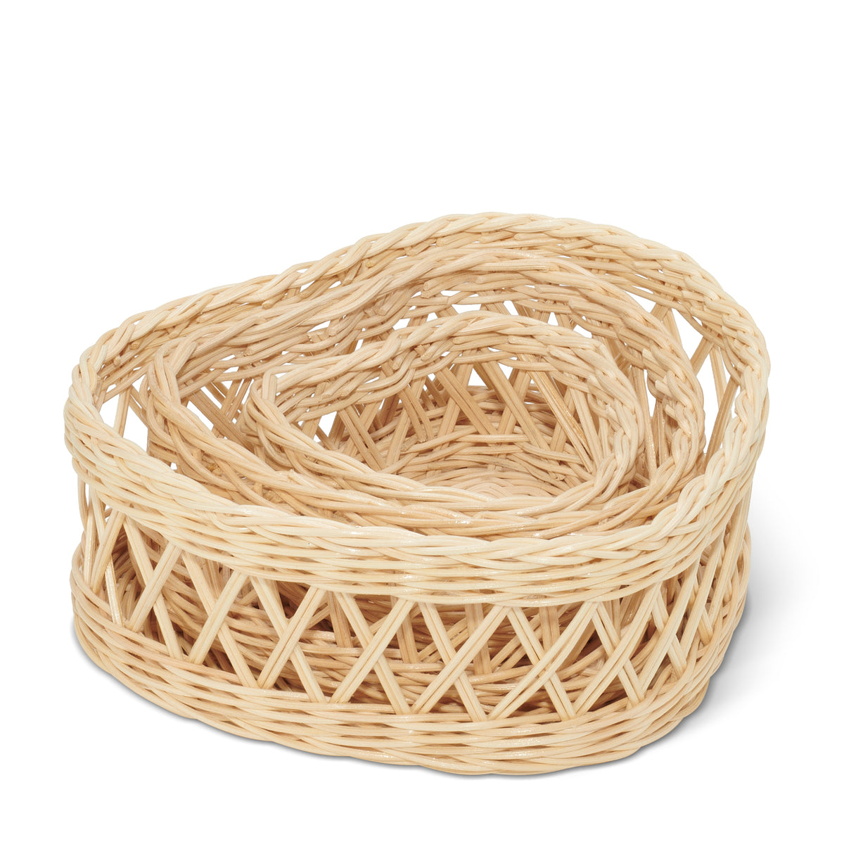 Wicker Heart Basket, Set of 3