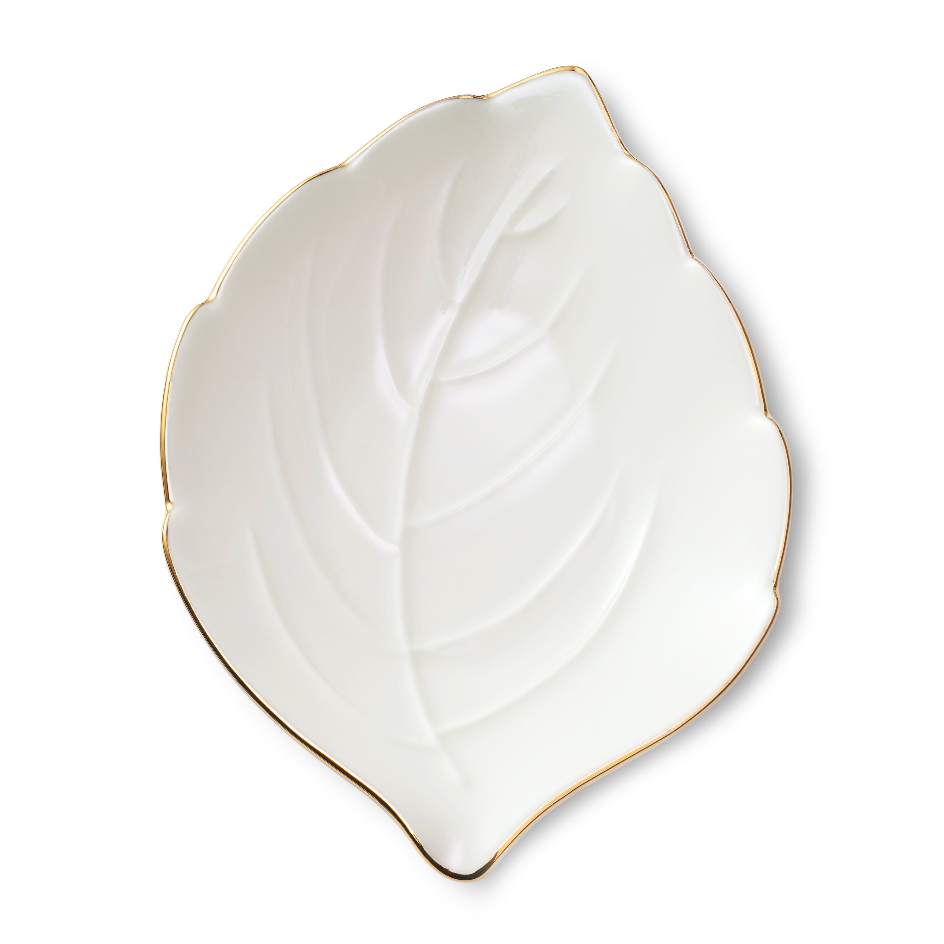 Leaf Dish With Gold Rim in Cream
