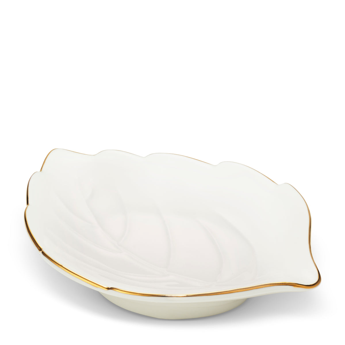 Leaf Dish With Gold Rim in Cream