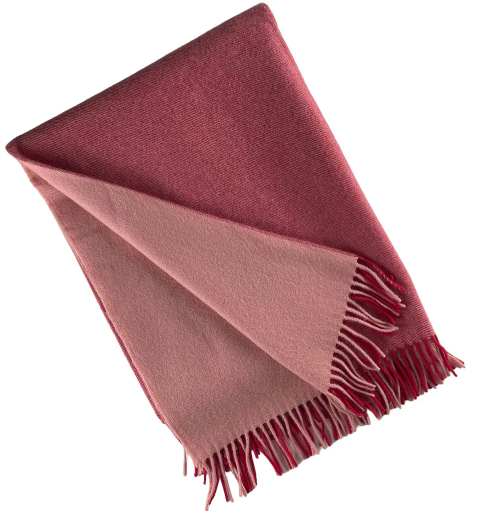 Wool Two Tone Throw with Fringe
