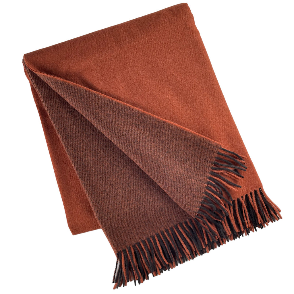 Wool Two Tone Throw with Fringe