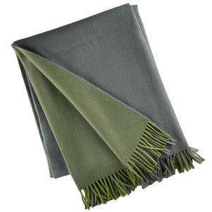 Wool Two Tone Throw with Fringe