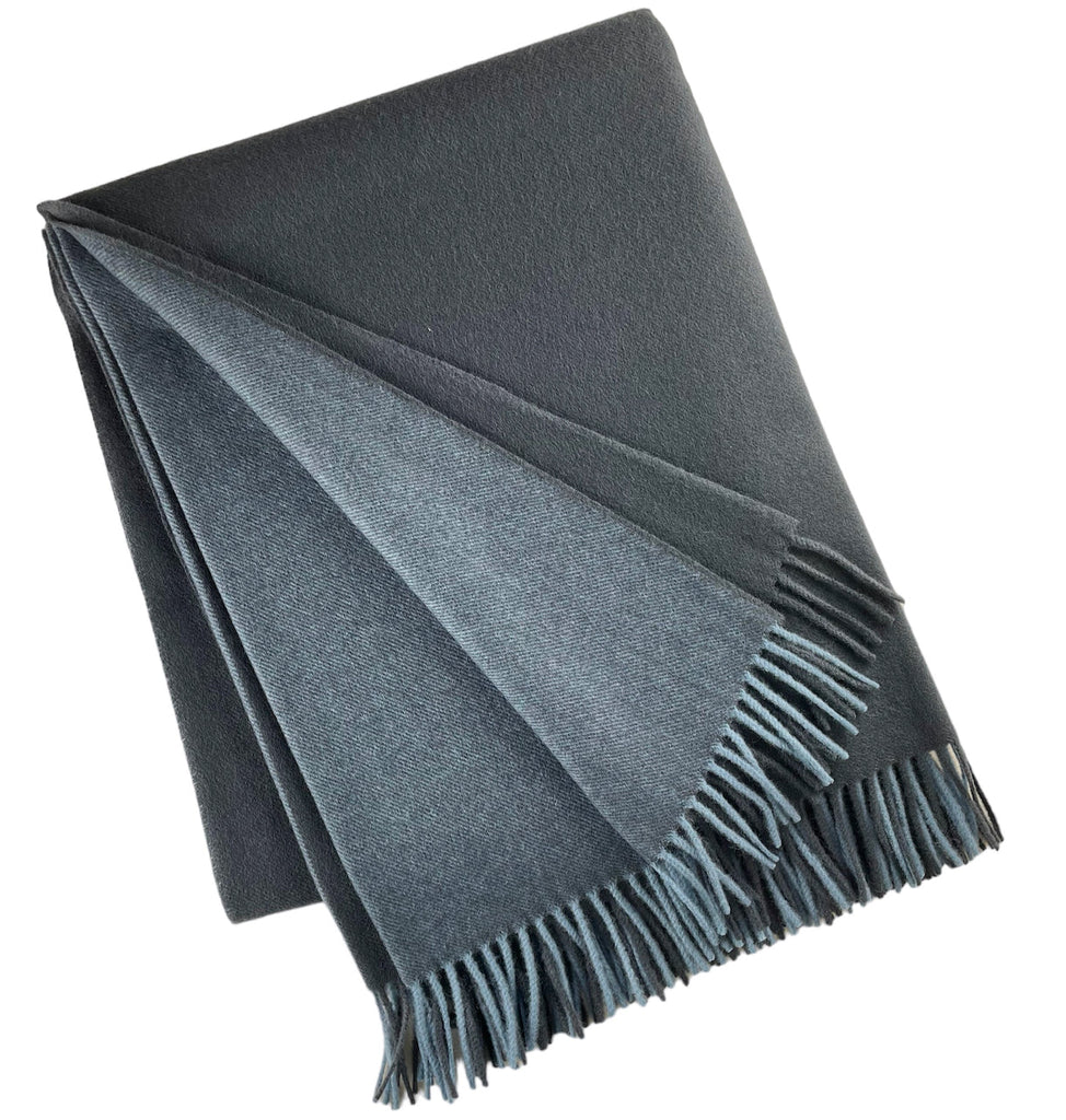 Wool Two Tone Throw with Fringe