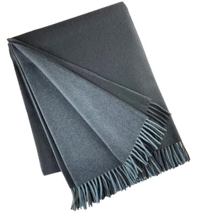 Wool Two Tone Throw with Fringe