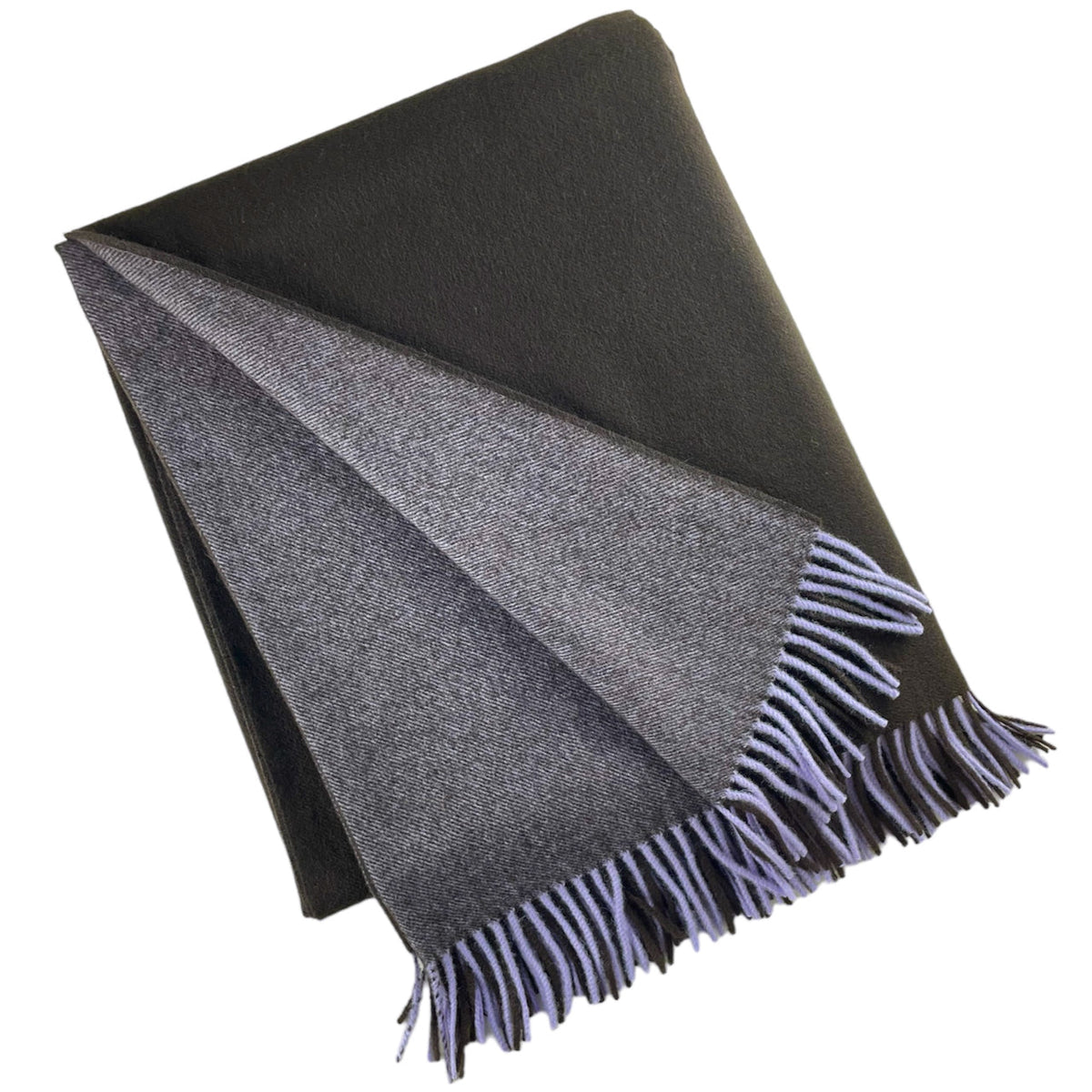 Wool Two Tone Throw with Fringe