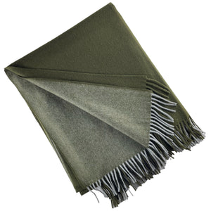 Wool Two Tone Throw with Fringe