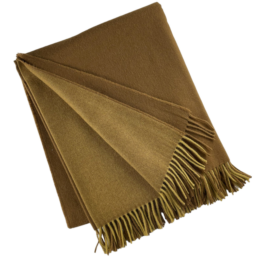 Wool Two Tone Throw with Fringe