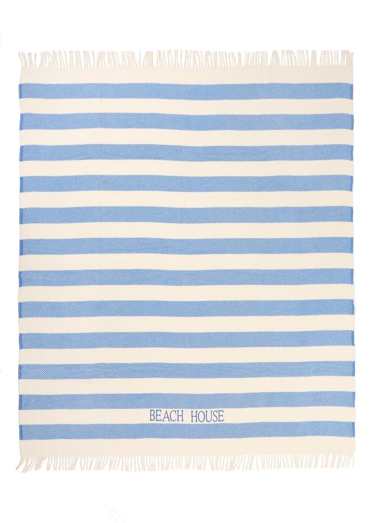 Candy Stripe Cream and Cobalt Blanket