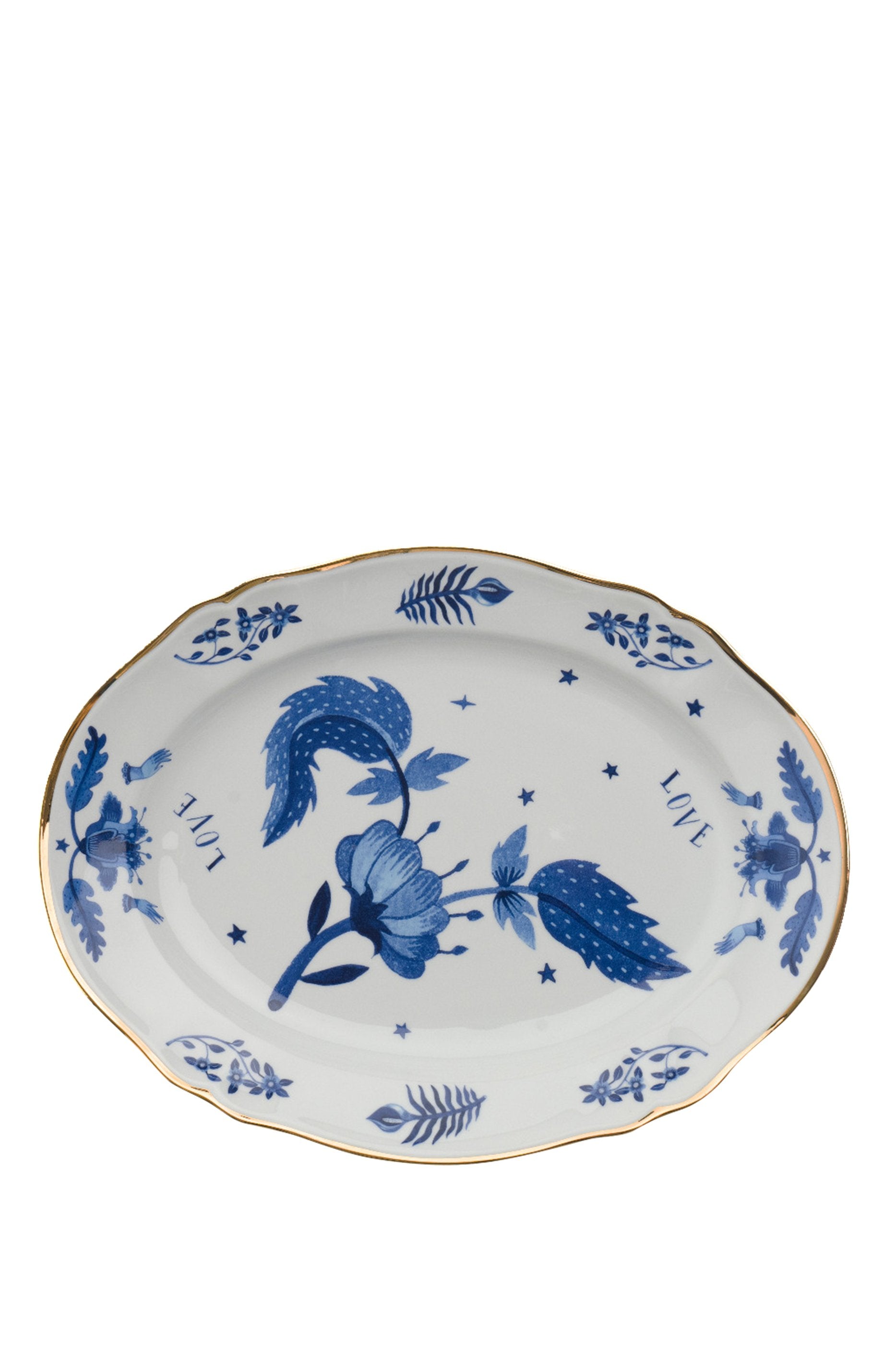 Bitossi Blue Floral Oval Platter