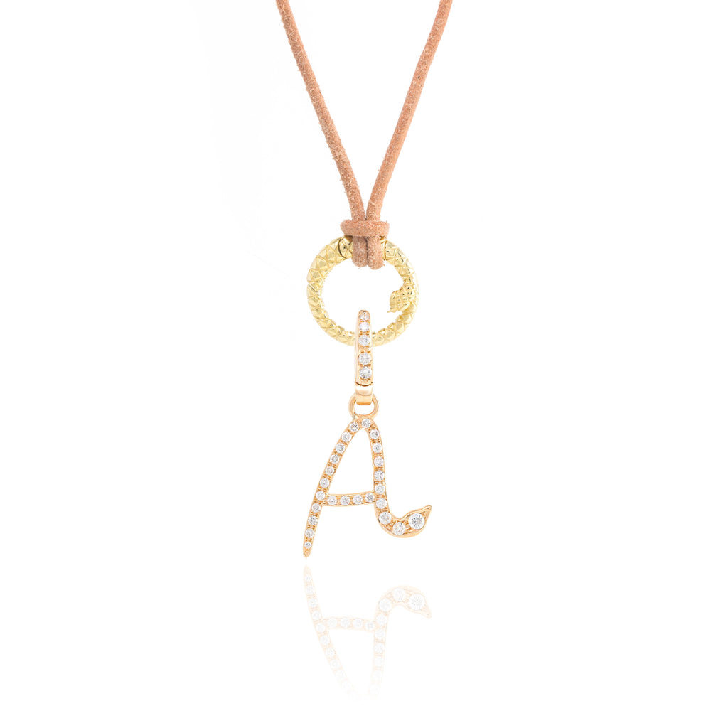 Diamond Snake Initial Charm