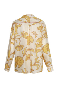 Jill Linen Shirt in Yellow Flowers
