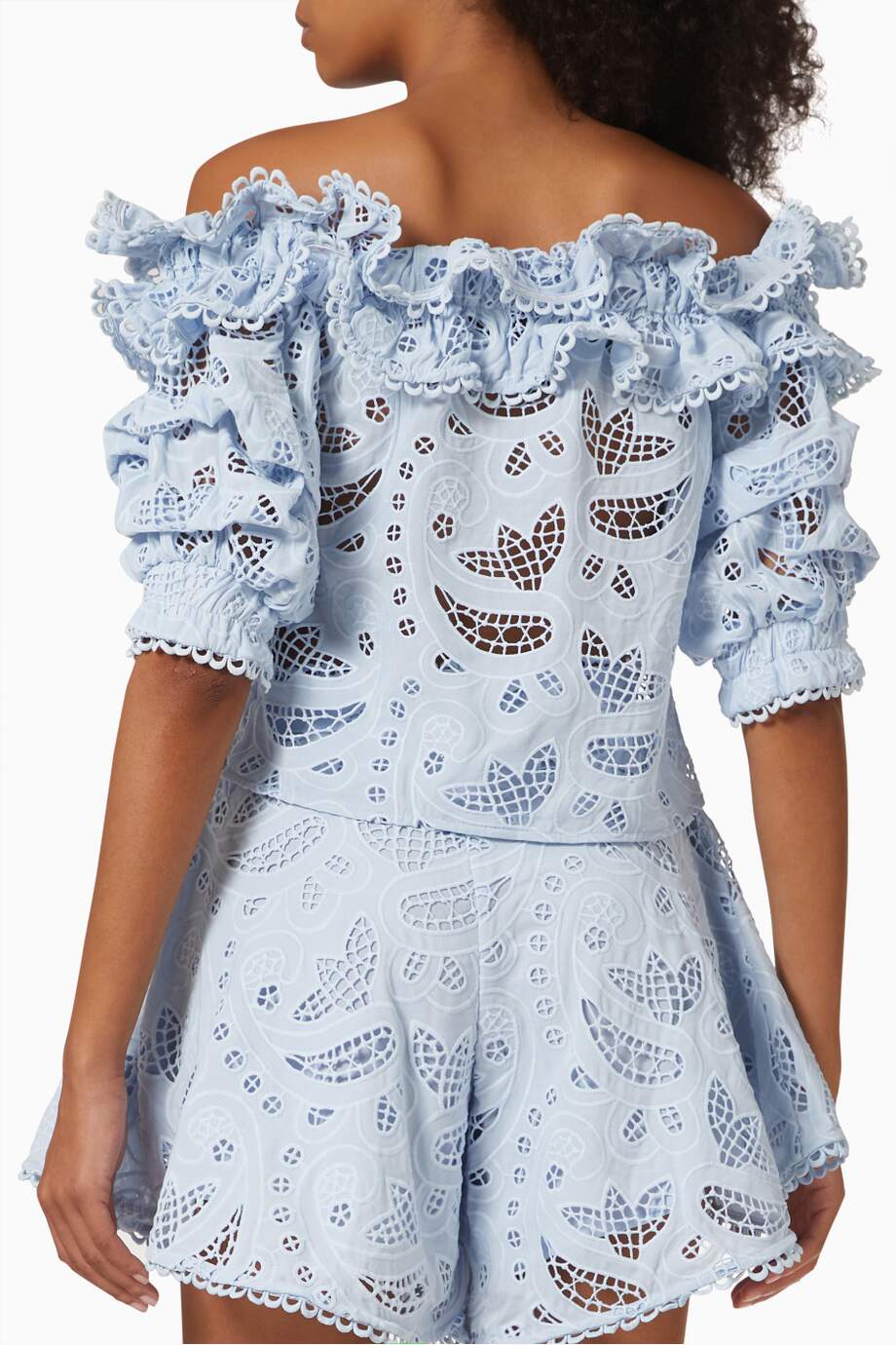AGAVE TOP IN LIGHT BLUE EYELET - No Pise La Grama Web