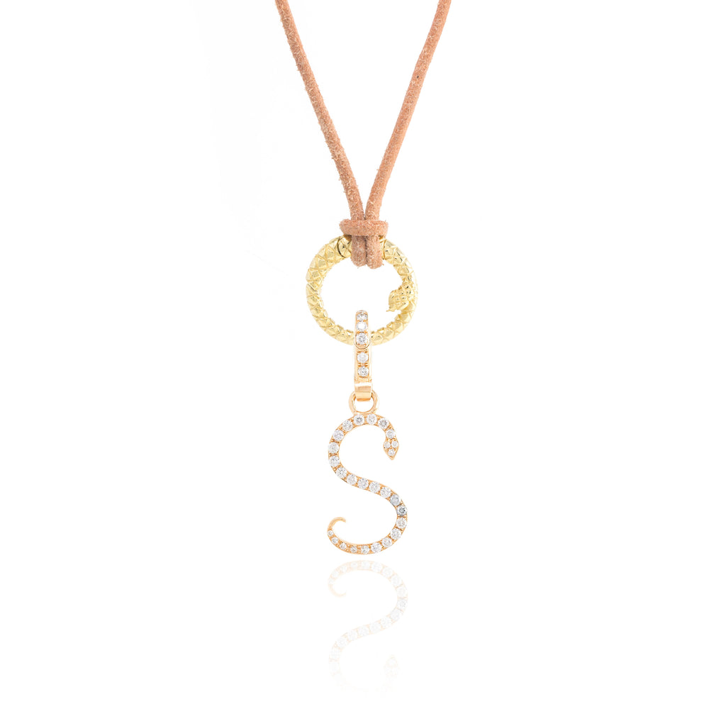 Diamond Snake Initial Charm