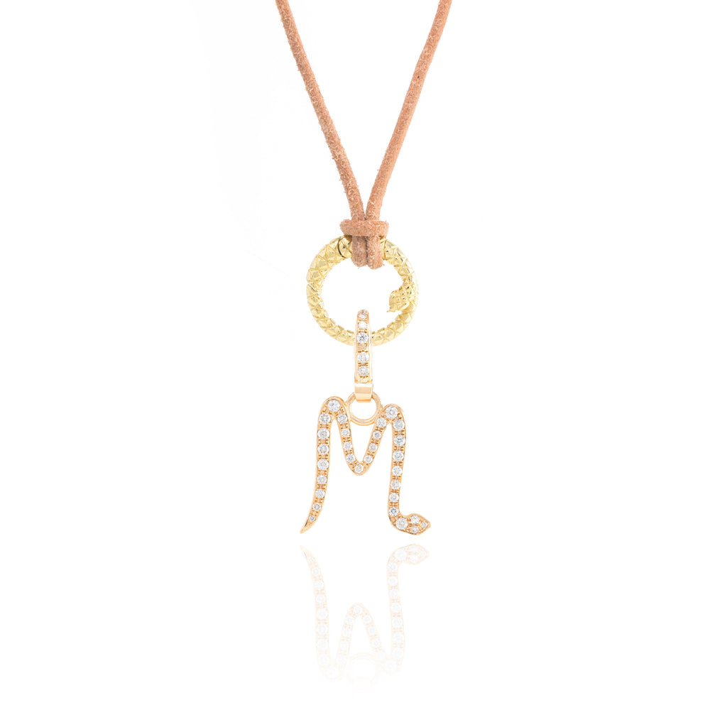 Diamond Snake Initial Charm