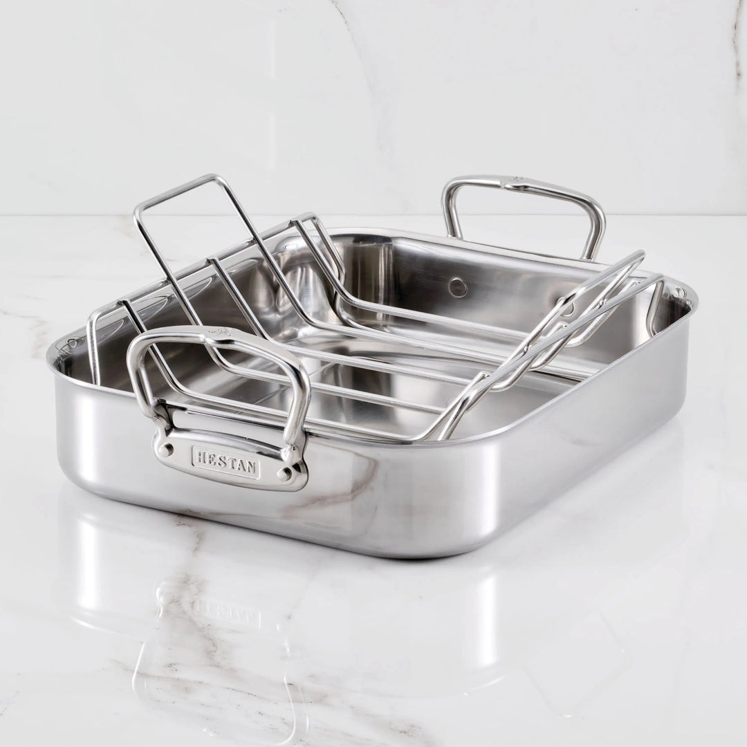 Brushed Clad Stainless Steel Roaster with Rack