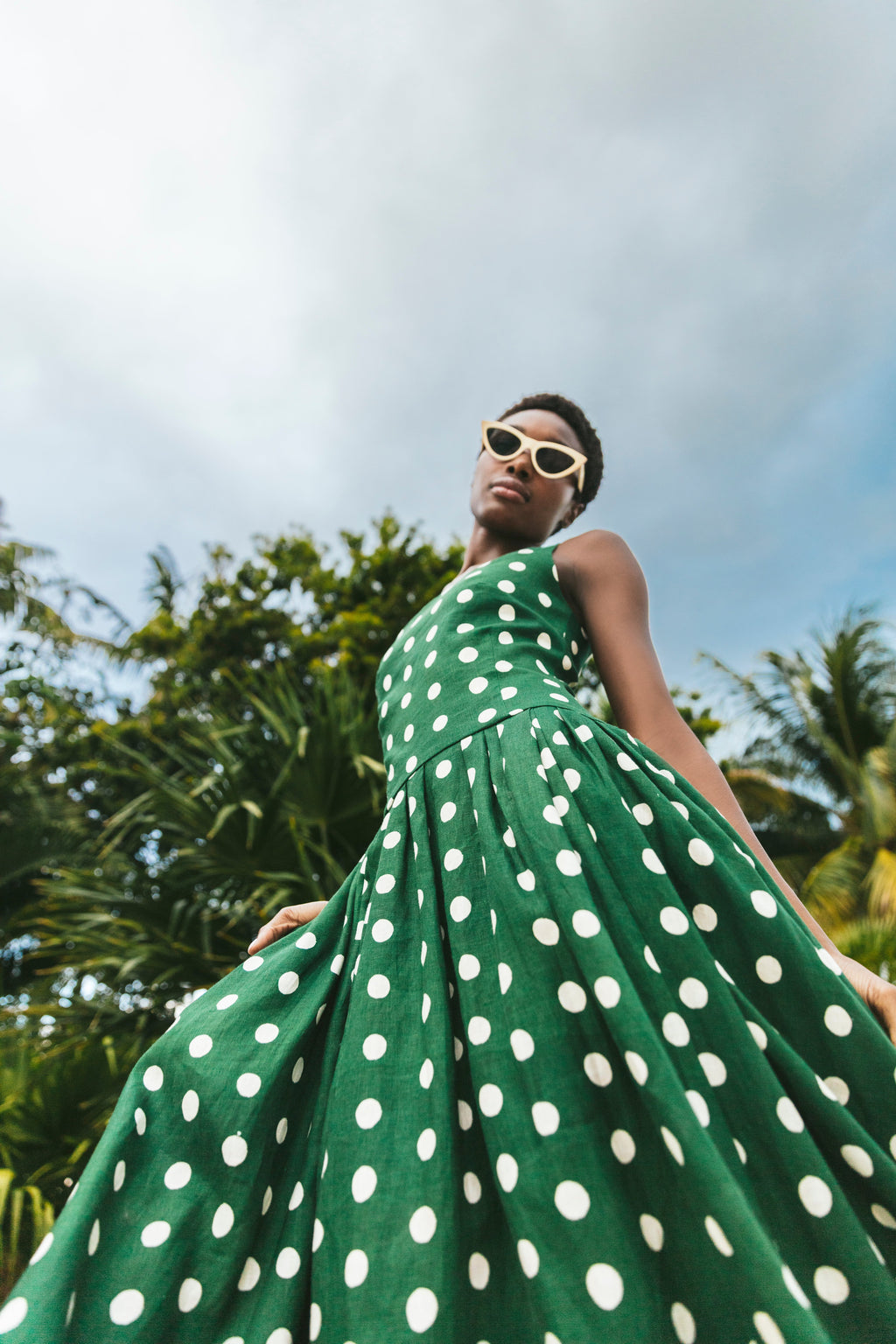 Regio Midi Dress 0 / Polka Dot Green