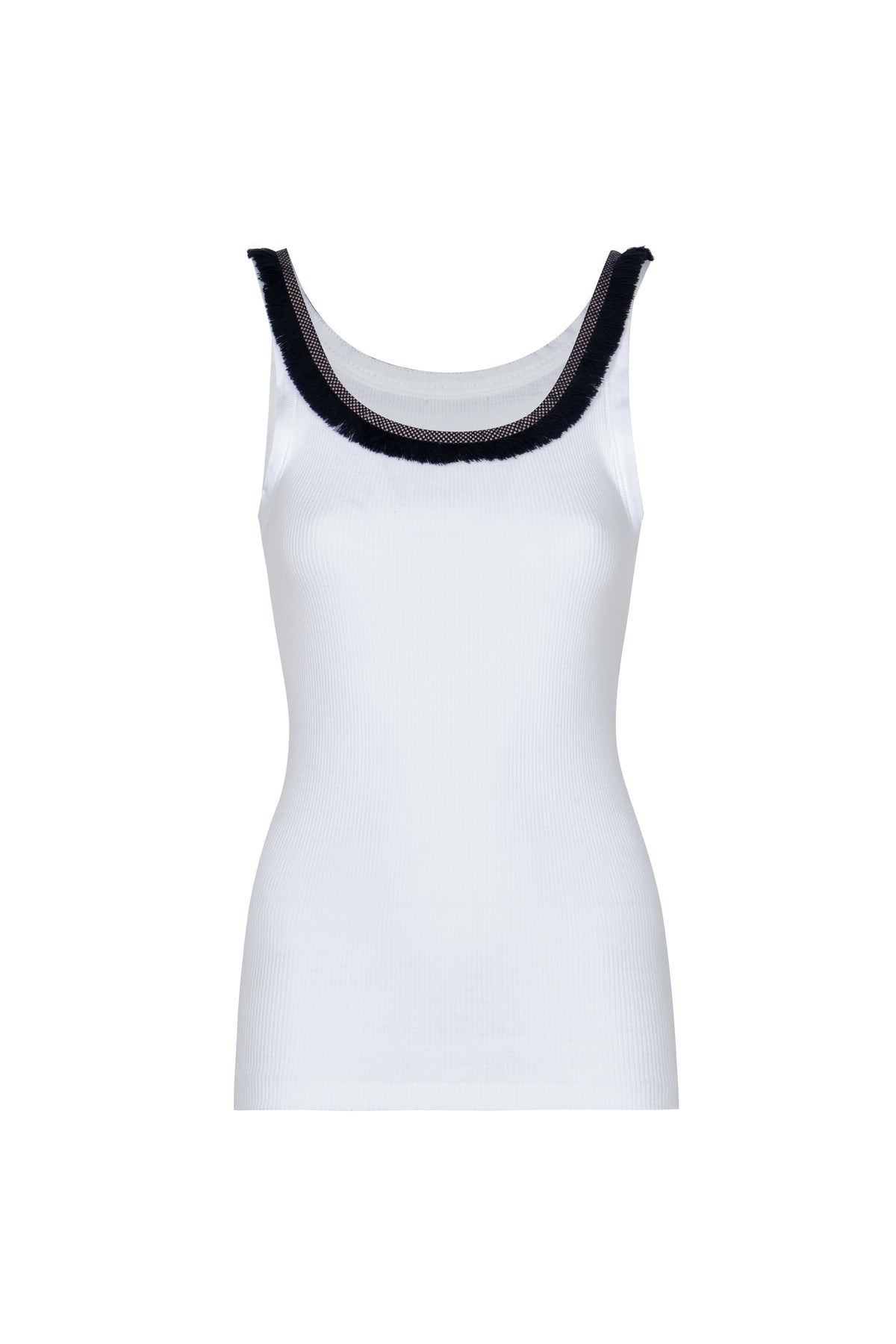 Coco Hand Embroidered Tank Top in White