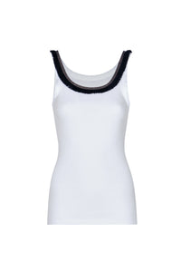 Coco Hand Embroidered Tank Top in White