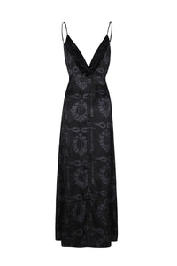 Sabina Silk Jacquard Midi Dress in Black