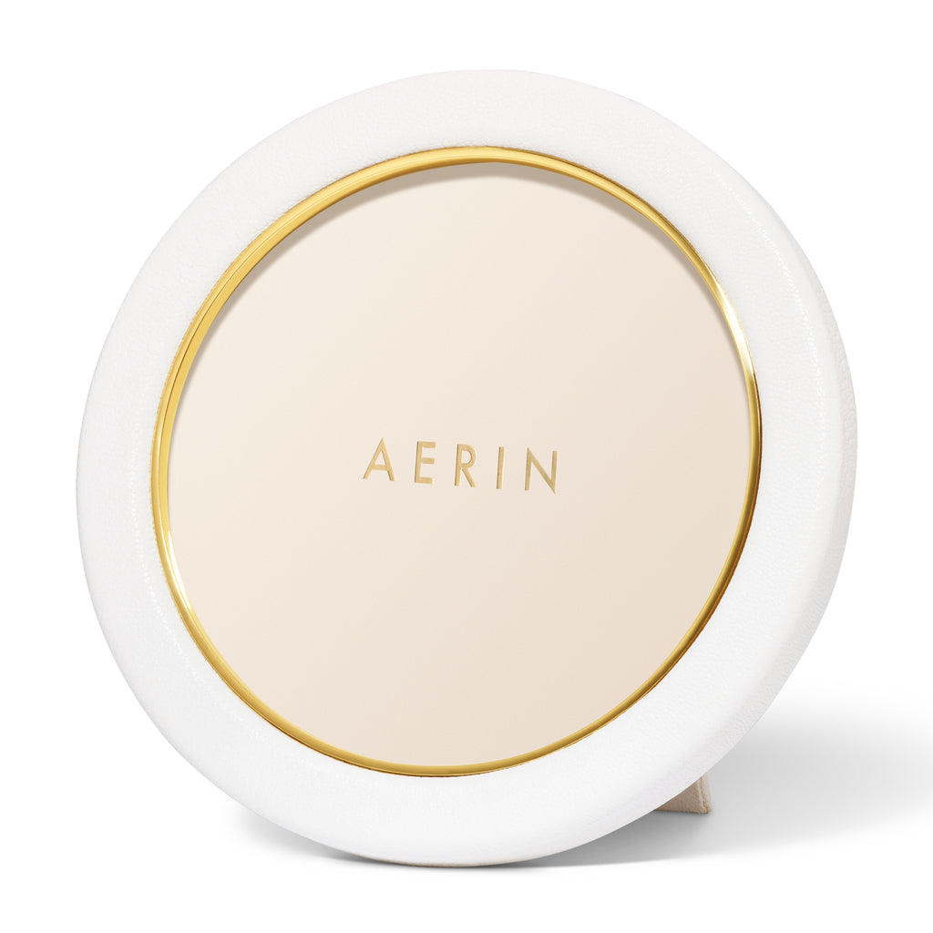 Piero Leather Round Frame in Shadow White