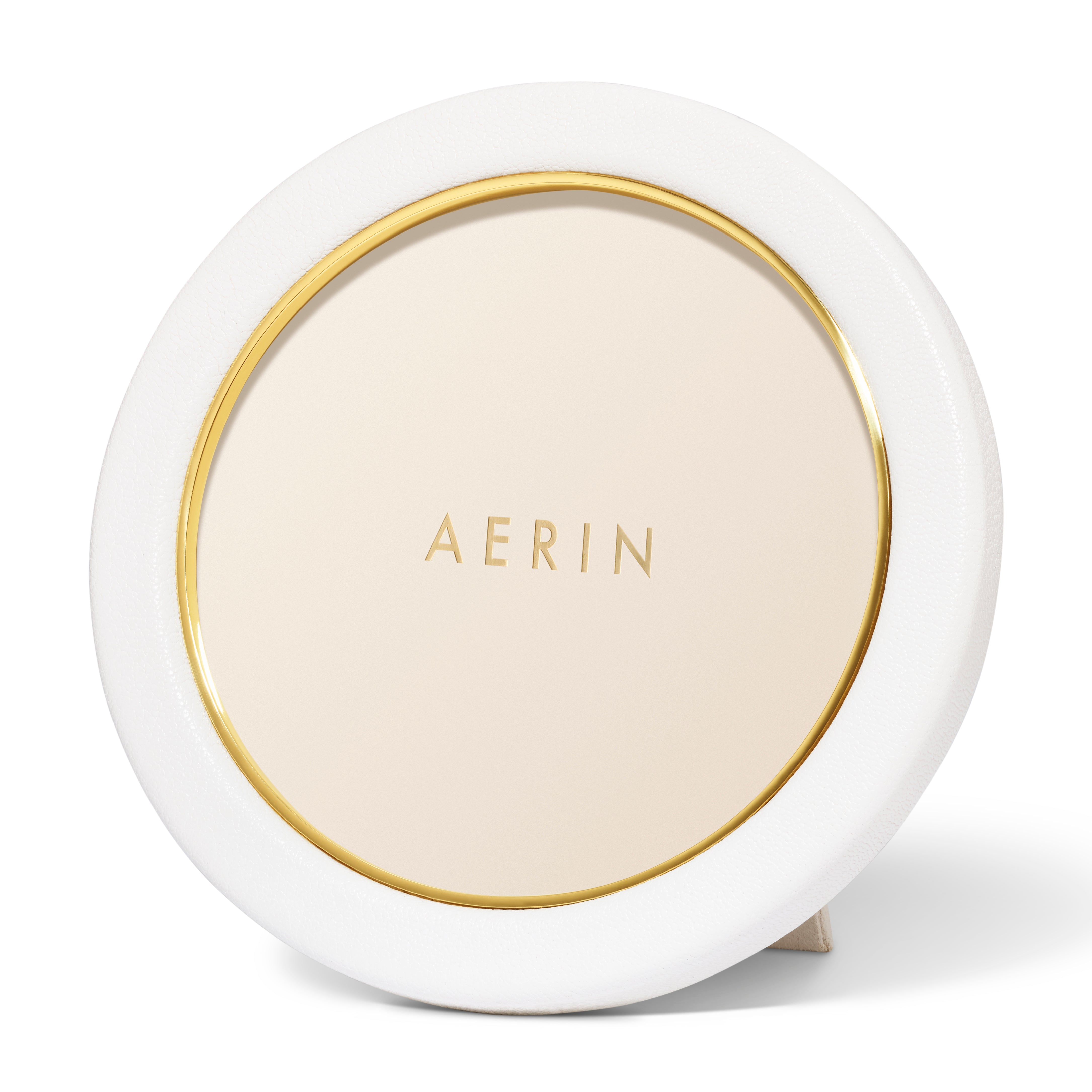 Piero Leather Round Frame in Shadow White