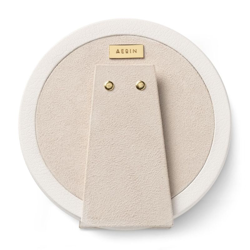 Piero Leather Round Frame in Shadow White