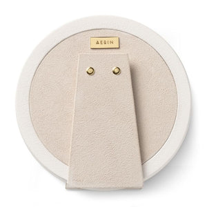 Piero Leather Round Frame in Shadow White