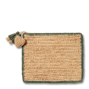 Large Raffia Pouch with Border