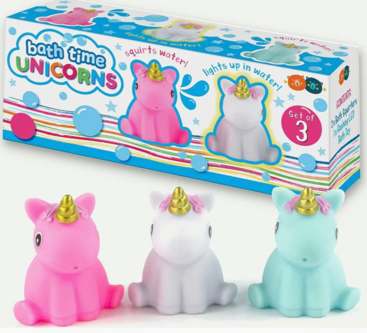 Buddy & Barney: Bath Time Unicorns - 3 Piece Toy Set