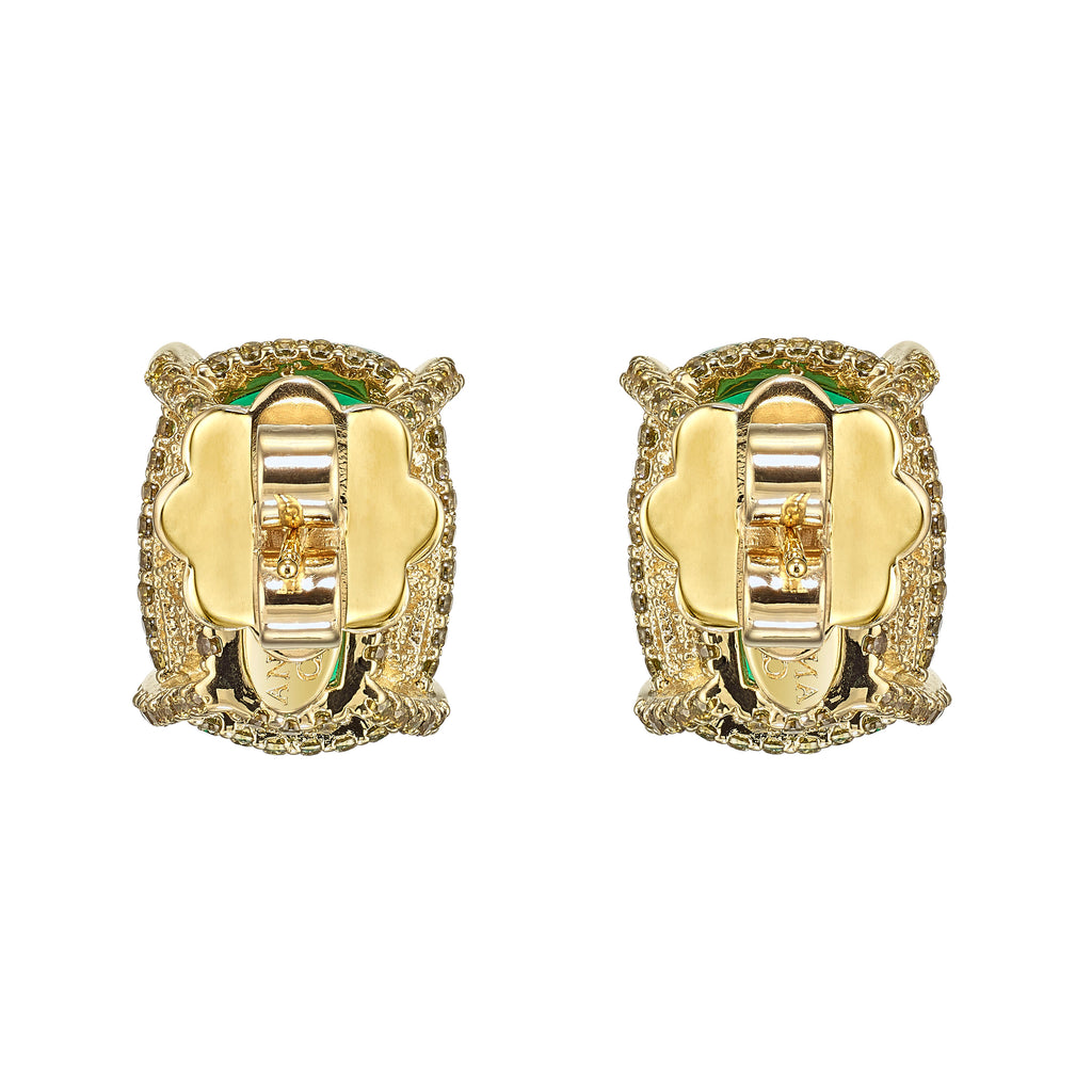 Emerald Cushion Wing Studs